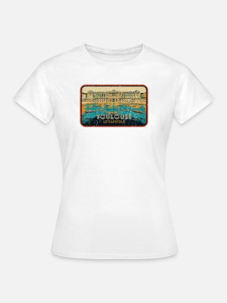 Badge retro, Toulouse France est ma ville natale - T-shirt Femme - blanc