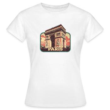 Badge retro, Paris France est ma ville natale - T-shirt Femme - blanc - Devant - AI Model Female 172 dark (172cm)
