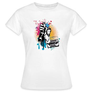 pulvérisateur de motifs d’art de rue cool avec ghetto blaster - T-shirt Femme - blanc - Devant - AI Model Female 172 dark (172cm)