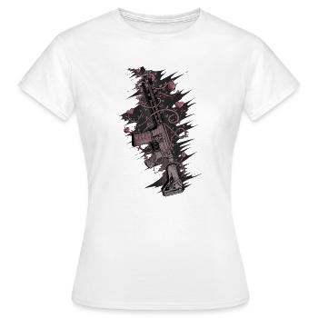 Fusil d’assaut aux cœurs roses - T-shirt Femme - blanc - Devant - AI Model Female 172 dark (172cm)