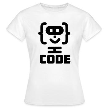 Hacker-Programmierer-Code-Logo mit Text CODE - Frauen T-Shirt - Weiß - Vorne - AI Model Female 172 dark (172cm)