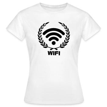 Wifi im Lorbeerkranz - Frauen T-Shirt - Weiß - Vorne - AI Model Female 172 dark (172cm)
