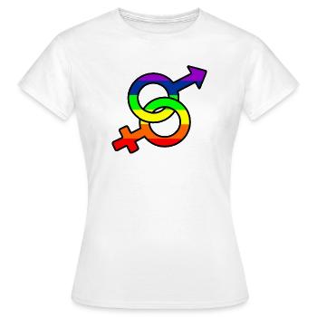 Logo hétéro de genre avec arc-en-ciel - T-shirt Femme - blanc - Devant - AI Model Female 172 dark (172cm)