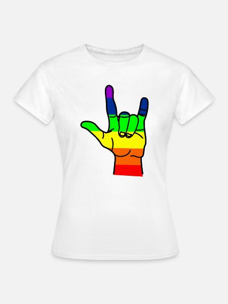 Regenbogen Hand Respekt - Frauen T-Shirt - Weiß