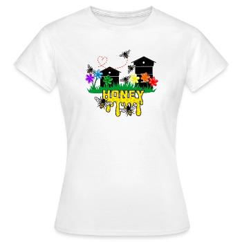 Serres à miel ou ruches avec des abeilles - T-shirt Femme - blanc - Devant - AI Model Female 172 dark (172cm)