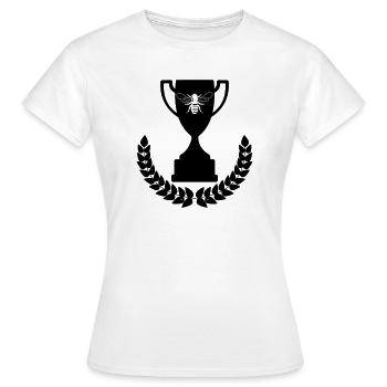 Tasse avec bebe découpée et couronne de laurier - T-shirt Femme - blanc - Devant - AI Model Female 172 dark (172cm)