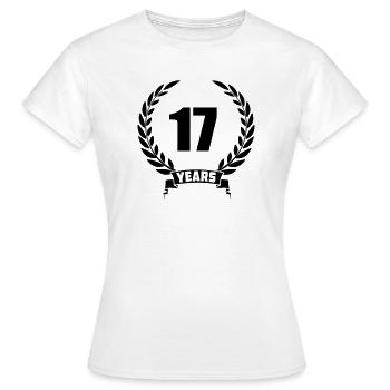 Lauwerkrans 17 Jahre mit Nummer und Bannerjahr - Frauen T-Shirt - Weiß - Vorne - AI Model Female 172 dark (172cm)