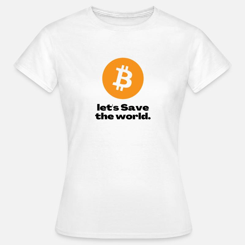 Bitcoin emblem on bright orange circle - Women's T-Shirt - white
