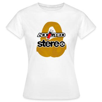 Addicted Stereo V2 - Frauen T-Shirt - Weiß - Vorne - AI Model Female 172 dark (172cm)