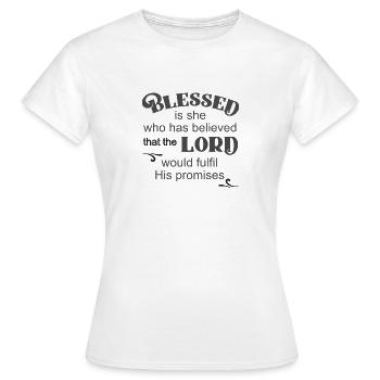 Le design chrétien croit aux promesses et est - T-shirt Femme - blanc - Devant - AI Model Female 172 dark (172cm)