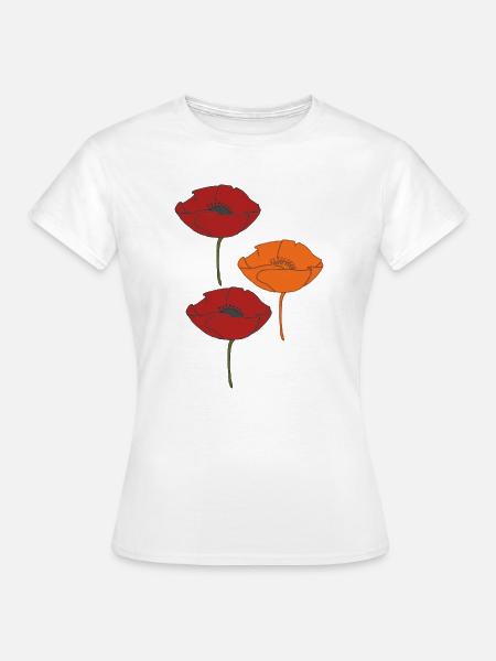 mohnblumen und orange - Frauen T-Shirt - Weiß
