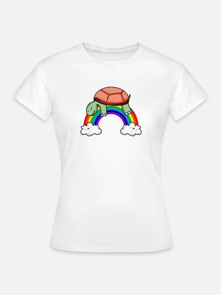 Regenbogen Schildkröte - Frauen T-Shirt - Weiß