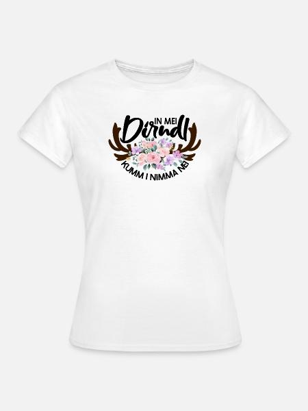 Blumenmuster mit Hirschgeweih - Frauen T-Shirt - Weiß