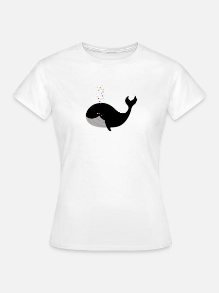 Happy Whale - Frauen T-Shirt - Weiß