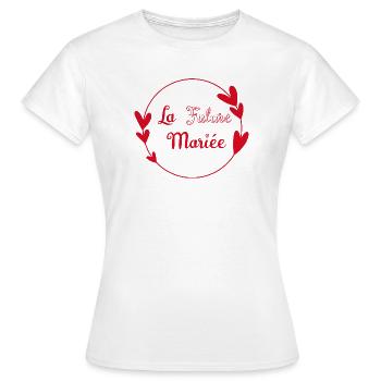 la future mariée contour cœurs rouges romance - T-shirt Femme - blanc - Devant - AI Model Female 172 dark (172cm)