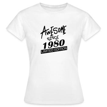 1980 - Né en 1980 - T-shirt Femme - blanc - Devant - AI Model Female 172 dark (172cm)