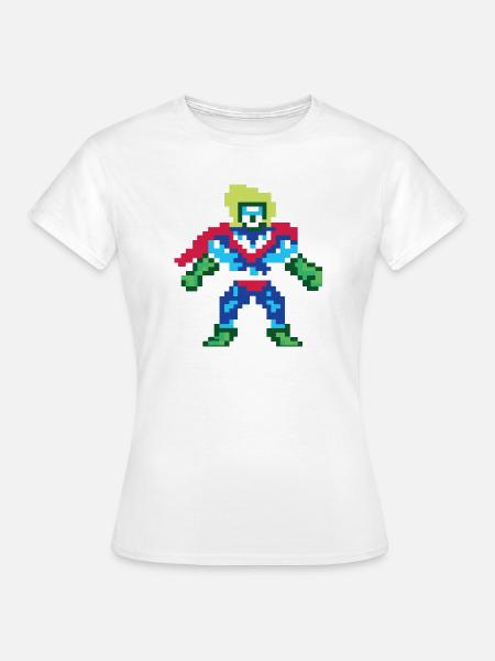 Pixel Art Superheld – Männlicher Held - Frauen T-Shirt - Weiß