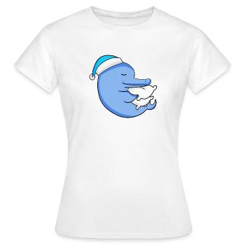 Dauphin avec oreiller et bonnet de couchage - T-shirt Femme - blanc - Devant - AI Model Female 172 dark (172cm)