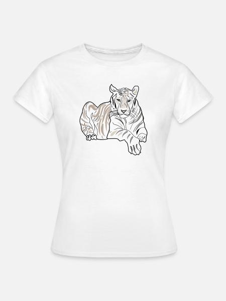 LIEGENDER TIGER - Frauen T-Shirt - Weiß