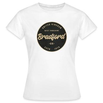 Insigne circulaire vintage Bradford - T-shirt Femme - blanc - Devant - AI Model Female 172 dark (172cm)