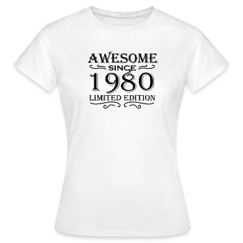 1980 - Né en 1980 - T-shirt Femme - blanc - Devant - AI Model Female 172 dark (172cm)