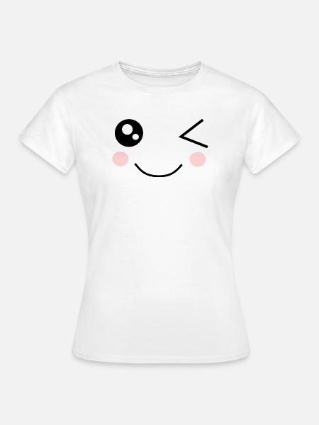 Kawaii Gesicht lustig - Frauen T-Shirt - Weiß