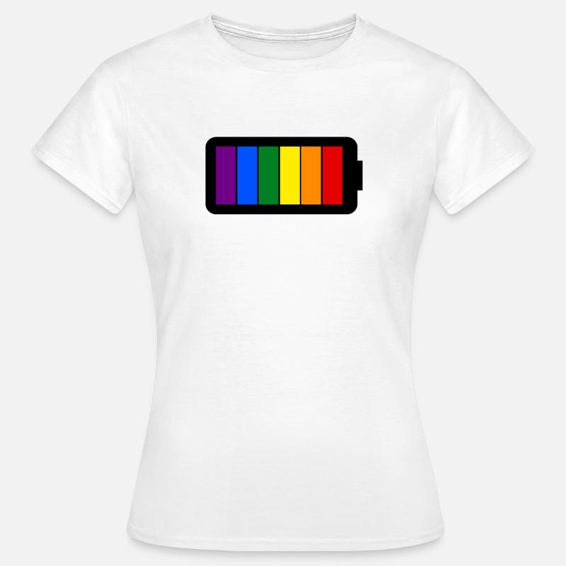 Regenbogenfarben Batterie Loading - Gay Pride - Frauen T-Shirt - Weiß