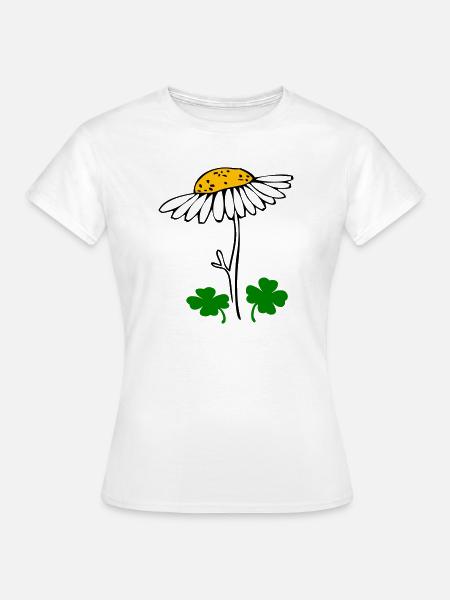Glücksklee, Kamillenblüte - Frauen T-Shirt - Weiß