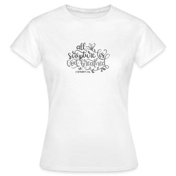 Christian Design All Scripture, God breathed - Women's T-Shirt - white - Front - AI Model Female 172 dark (172cm)