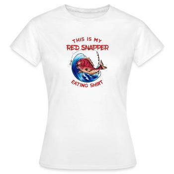 Red Snapper Eating Shirt - lustiger Fisch Angeln - Frauen T-Shirt - Weiß - Vorne - AI Model Female 172 dark (172cm)