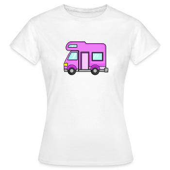 Camping Wagen Rosa Damen - Frauen T-Shirt - Weiß - Vorne - AI Model Female 172 dark (172cm)