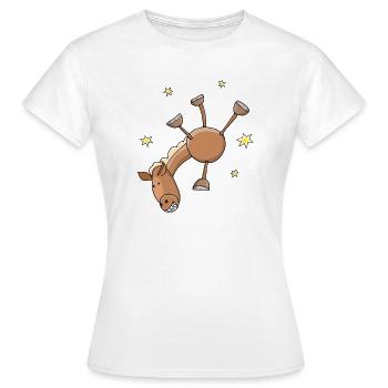 Cheval drôle qui fait le poirier - T-shirt Femme - blanc - Devant - AI Model Female 172 dark (172cm)