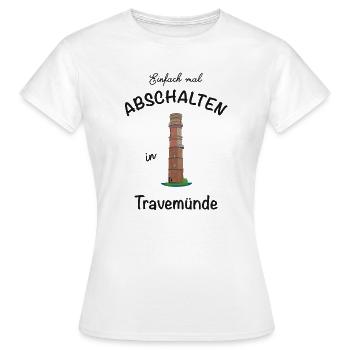 Leuchtturm Travemünde, Ostsee, einfach abschalten - Frauen T-Shirt - Weiß - Vorne - AI Model Female 172 dark (172cm)
