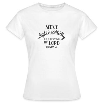 Christian Design serve wholeheartedly as to the - Women's T-Shirt - white - Front - AI Model Female 172 dark (172cm)