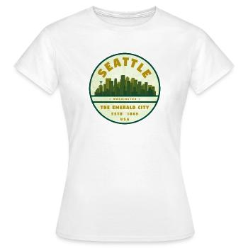 Skyline de la ville d’émeraude de Seattle - T-shirt Femme - blanc - Devant - AI Model Female 172 dark (172cm)