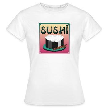 SUSHI RICE MENU - ASIAN FOOD - Women's T-Shirt - white - Front - AI Model Female 172 dark (172cm)