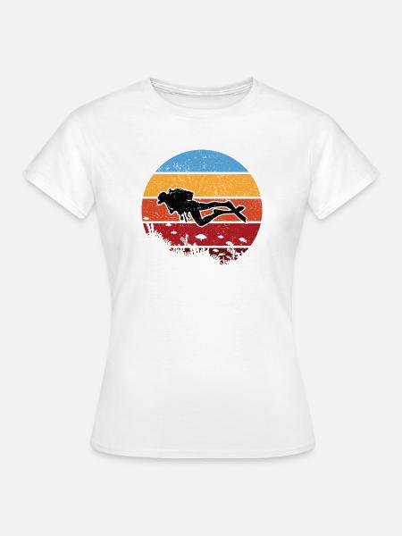 Sunset Diver Silhouette - Frauen T-Shirt - Weiß