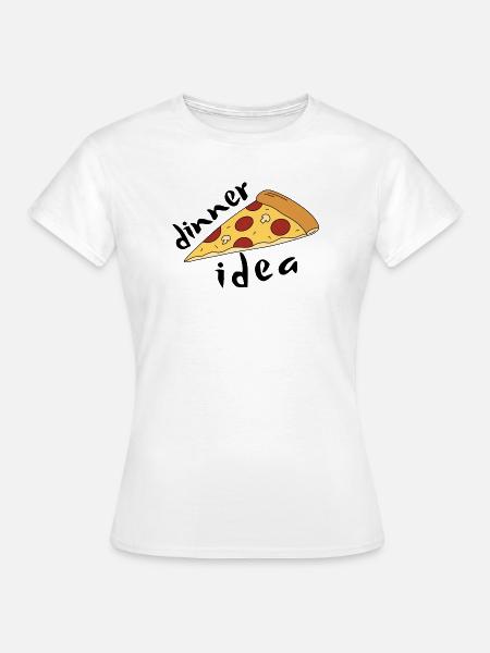 Cartoon-Peperoni-Pizza – Abendessen-Idee - Frauen T-Shirt - Weiß