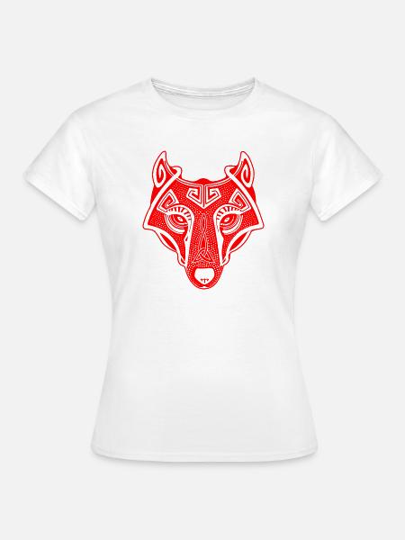 Viking Wolf rot transparent - Frauen T-Shirt - Weiß