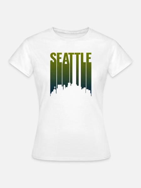 Seattle Skyline Grüngradient - Frauen T-Shirt - Weiß