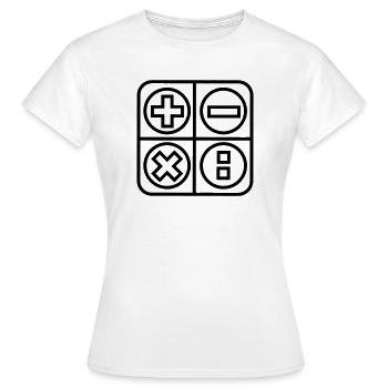 Berechnen Sie das Schattenbild des Logo-Emblems - Frauen T-Shirt - Weiß - Vorne - AI Model Female 172 dark (172cm)