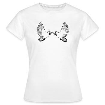 Deux pigeons transparents - T-shirt Femme - blanc - Devant - AI Model Female 172 dark (172cm)