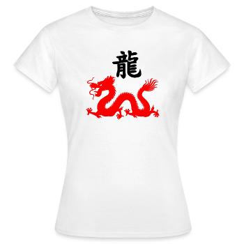 Écriture chinoise avec image de dragon rouge - T-shirt Femme - blanc - Devant - AI Model Female 172 dark (172cm)