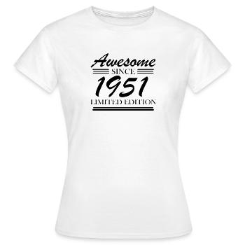 1951 - Born 1951 - Year of birth 1951 - Women's T-Shirt - white - Front - AI Model Female 172 dark (172cm)