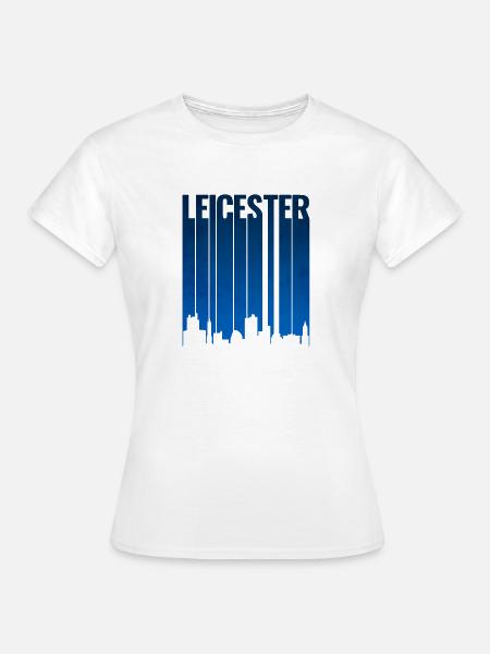 Leicester Skyline Blau - Frauen T-Shirt - Weiß