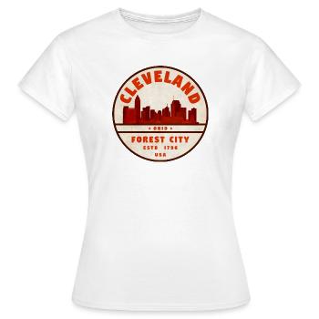 Insigne vintage Cleveland Skyline - T-shirt Femme - blanc - Devant - AI Model Female 172 dark (172cm)