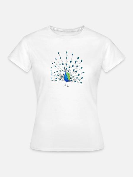 Pfauenfeder Kunst - Frauen T-Shirt - Weiß