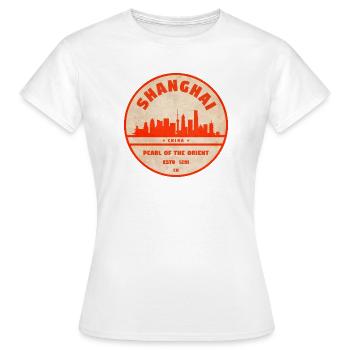 Shanghai Skyline Seal Red - T-shirt Femme - blanc - Devant - AI Model Female 172 dark (172cm)