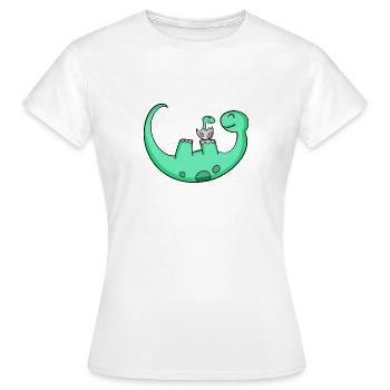 Dinosaur with baby dinosaur - Women's T-Shirt - white - Front - AI Model Female 172 dark (172cm)
