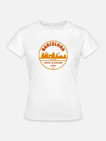 Barcelona Skyline Emblem - Frauen T-Shirt - Weiß